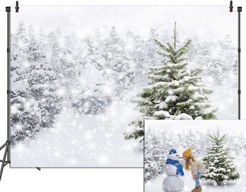 Winter Christmas Backdrop Natural Winter Forest Snowflake Snowfall Background Xmas White Snow Tree Photo Home Party Decoration Photo Studio Props 7x5FT in Saudi Arabia