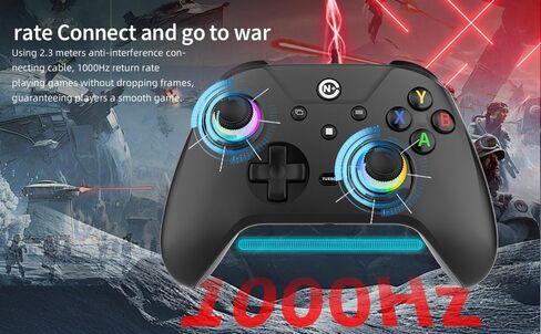FAHJYXOM Wired PC Game Controller，Enhanced Wired 7.6ft Controller with Hall Trigger/RGB Illumination/High Speed Chip - No Drift - 500HZ Feedback/For Windows 11/10/7/PC, Steam (Gray) in Saudi Arabia