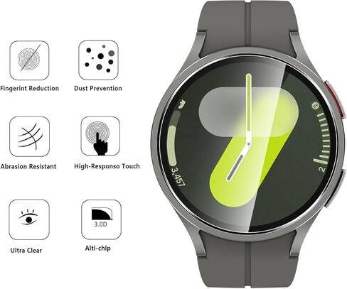 عبوتان من الزجاج المقسى لساعة Samsung Galaxy Watch 7 40 مم/ساعة 6 40 مم/واتش FE 40 مم واقي شاشة، صلابة 9H، مقاومة فائقة، مضادة لبصمات الأصابع، لا فقاعات، HD-شفاف، فيلم ساعة تغطية كاملة لساعة Galaxy Watch 7 40 مم in Kuwait