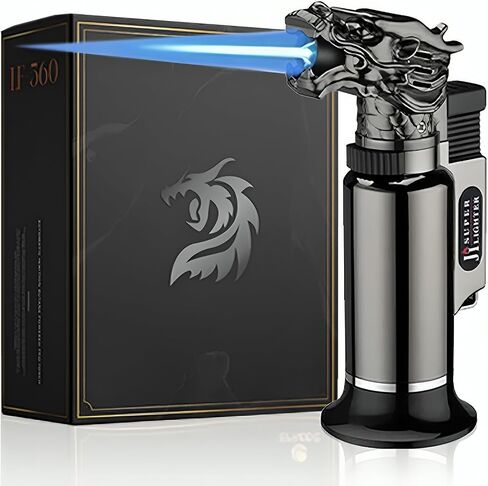 Bright Fire Dragon Lighter, Windproof Jet Flame Butane Refillable, Multipurpose, Culinary, Vintage, Kitchen Cooking Torches, Mini Torch, Gifts for Men Unique, BBQ (Butane is Not Included) in Saudi Arabia