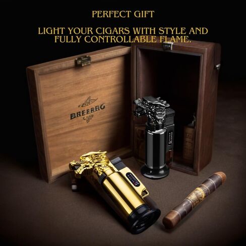 Bright Fire Dragon Lighter, Windproof Jet Flame Butane Refillable, Multipurpose, Culinary, Vintage, Kitchen Cooking Torches, Mini Torch, Gifts for Men Unique, BBQ (Butane is Not Included) in Saudi Arabia