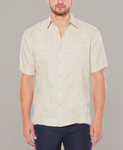 Cubavera Men's Four-Pocket Mini Pintuck Embroidered Short Sleeve Guayabera Shirt in Kuwait