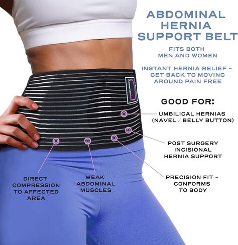 Umbilical Hernia Belt for Men and Women | Abdominal Hernia Belt for Women & Men with 2 Unique Compression Pads | Belly Button Umbilical Hernia Belts for Men | Hernia Support Binder | L/XL in Kuwait