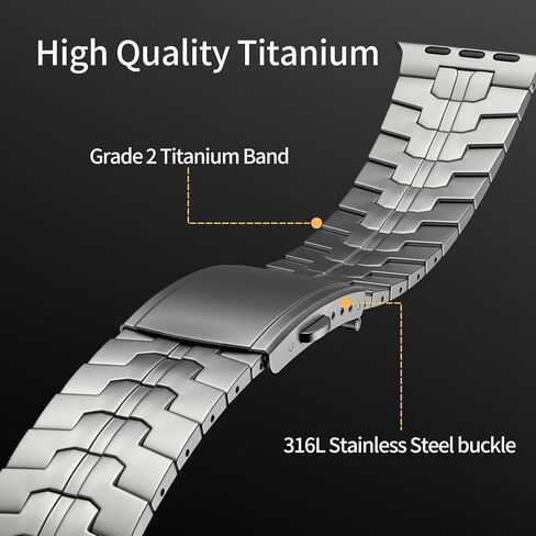 LULULOOK Titanium Band Compatible with Apple Watch Ultra/Ultra 2 49mm, Grade 2 Pure Titanium Metal Smartwatch Replacement Band with Folding Clasp for Men in Saudi Arabia
