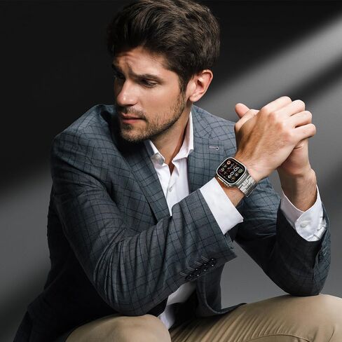 LULULOOK Titanium Band Compatible with Apple Watch Ultra/Ultra 2 49mm, Grade 2 Pure Titanium Metal Smartwatch Replacement Band with Folding Clasp for Men in Saudi Arabia