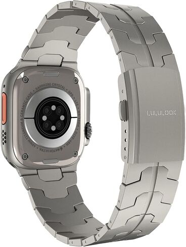LULULOOK Titanium Band Compatible with Apple Watch Ultra/Ultra 2 49mm, Grade 2 Pure Titanium Metal Smartwatch Replacement Band with Folding Clasp for Men in Saudi Arabia