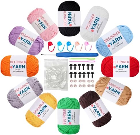 Yarn for Crocheting,Easy Peasy Yarn,Beginner Yarn with Easy-to-See Stitches,Beginner Yarn for Crocheting,Beginner Crochet Yarn in Kuwait