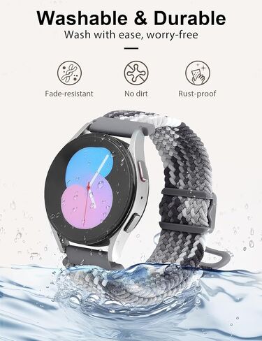 JR.DM 20mm Braided Sport Loop Band Compatible with Samsung Galaxy Watch 7 6 4 5 FE 40mm 44mm/Watch 6 4 Classic 47mm 43mm 42mm 46mm/Watch 5 Pro 45mm, 20mm Elastic Stretchy Nylon Strap Men Women in Saudi Arabia