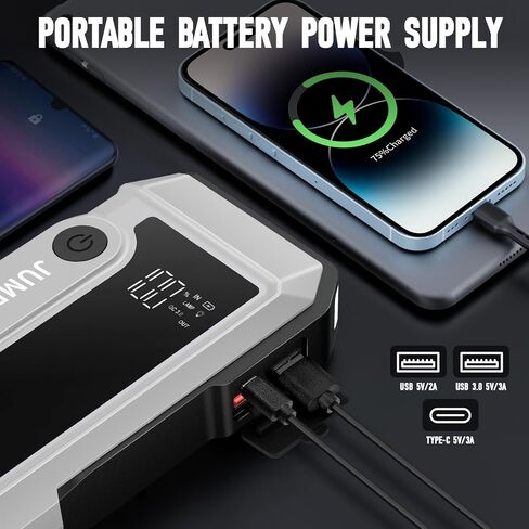 Car Battery Jump Starter, 3000A Peak Jump Starter Up to 6.0L Gas & 3.0L Diesel Engines,12V Portable Lithium Jump Box, Auto Booster Battery Charger Power Bank, LED Light, LCD Screen in Saudi Arabia