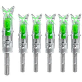 LightingU 6pcs Led Lighted Nocks Fit for .300/7.62mm Inside Diameter Arrow Archery Hunting (6pcs, Green)