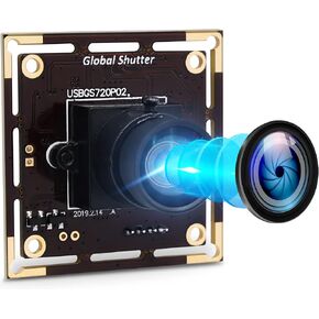 Global Shutter USB Camera Module 720P 60fps High Speed USB Camera Board,100 Degree No Distortion M12 Lens USB Webcam Plug and Play for Industrial Machine Vision for MAC/Linux/Raspberry Pi