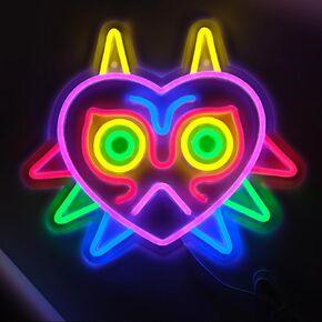 HENGYOU Majora's Mask Zelda Neon Sign for Gaming Room Wall Decor Gamer Gifts Zelda LED Sign Mask Game Room Wall Decor LED Neon Light for Zelda Fans (Majoras Mask)