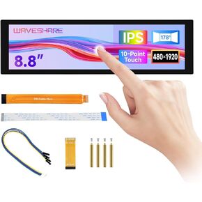 Waveshare 8.8inch DSI Capacitive Touch Display, Compatible with Raspberry Pi 5/4B/3B/CM3/3+/4， 480 × 1920, IPS, Optical Bonding Toughened Glass Panel, DSI Interface, 10-Point Touch