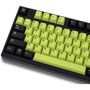 Black Green Keycaps Set 132 Keys Cherry Profile Doubleshot Custom Keyboard Keycaps for 60% 65% 70% 75% 100% Cherry Gateron MX Switches Mechanical Keyboards