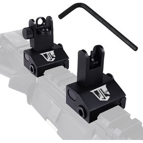 Flip Up Iron Sights - Rapid Transition Gun Sights - BUIS Flip Up Sights Rail Mount Rifle Iron Sights - Flip Up Back Up Iron Sights Front and Rear Flip Up Rifle Sights Set Pop Up Sights