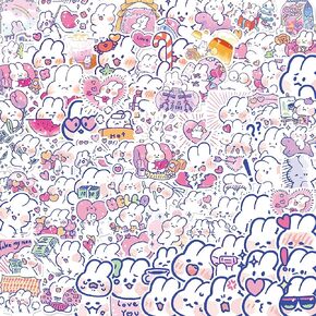 Cute Bunny Stickers 100Pcs Lovely Animal Decal for Laptop Phone Cups Crafts Srapbook Decor