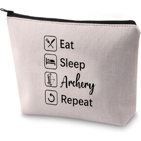 BLUPARK Archer Makeup Bag for Archery Mom Eat Sleep Archery Repeat Cosmetic Bag Archery Coach Mom Gift (Eat Sleep Archery)