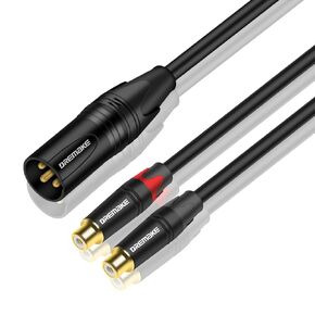 DREMAKE 3 Foot Male XLR 3-Pin to Double RCA Female Y-Splitter Audio Breakout Cord, XLR Male to Dual RCA Plug Stereo Adapter Cable, 2RCA to XLR Interconnect Microphone Cable for Home Audio System - 1M