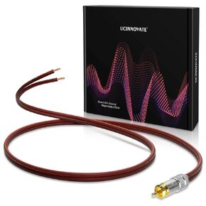 UCINNOVATE RCA to Bare Wire Speaker Cable, 1 Pack OFC 2m / 6.56Ft 14AWG RCA Jack Plug Adapter Connector RCA Leads to Bare Wire End Audio Cable for Amplifier Audio Video Receiver Speakers