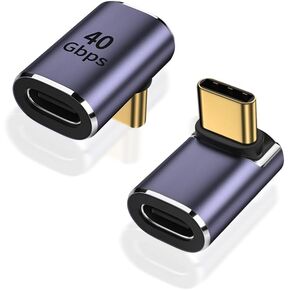 Herfair 90 Degree USB C Adapter, Thunderbolt 4 Compatible, Aluminum Alloy Housing, Supports Video, Audio, Sync, Charging, Fast Transfer, Wide Compatibility