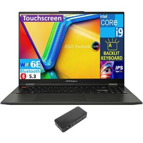 ASUS Vivobook S 16 Flip HIGH Performance 2-in-1 Laptop 16.0" Touchscreen IPS WUXGA Display (Intel i9-13900H, 24GB DDR4, 1TB PCIe SSD, Backlit KB, Thunderbolt 4, WiFi 6E, Win 11 Pro) w/USB-C Dock