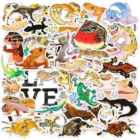 Geyee 100 Pcs Reptile Stickers Leopard Gecko Stickers Waterproof Vinyl Lizard Stickers Cartoon Lizard Car Decal Laptop Decals for Teen Water Bottles Wall Skateboard Computer Scrapbook