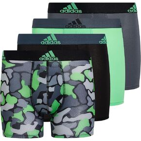 adidas Kids-Boy's Performance Boxer Briefs Underwear (4-Pack), Lucid Blue/Black/Pulse Mint Green, Large