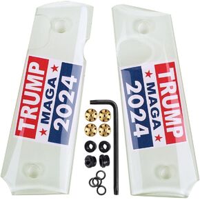 Cool Hand 1911 Grips, High Polished Acrylic, Full Size, Gold Screws/Bushings Included, 1/4'' or 3/16 Thin, Ambi Safety Cut