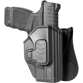 Hellcat 9mm Holster, Outside Waistband Carry Holster Fit Springfield Hellcat Micro-Compact 3'',OWB Paddle Holster,Adjustable Cant/Index Finger Release, Right Hand