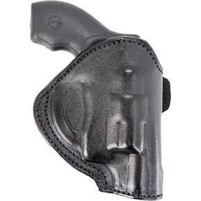 Maxx Carry 3 Position OWB Leather Gun Belt Holster CCW for Ruger LCR, LCRx, SP101 | S&W Bodyguard 38 Special, M&P 340 | Taurus 85, 605, 856 and Other Snub Nose.
