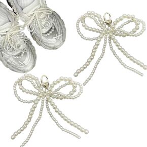 2 جهاز كمبيوتر شخصى اللؤلؤ Bowknot الأحذية سحر الديكور للأحذية الرياضية اللباس أحذية أنيقة مشبك اللؤلؤ مطرز سلسلة للنساء DIY حذاء الدانتيل سحر الأحذية الملحقات لهدية الزفاف