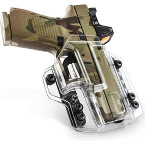 OWB&IWB Convertible Clear Holster,Fit 5-Inch 1911 | G19 G17 G22 G23 G31 G32 G45|G43 G43X|Sig P365, P365 XL,P365 SAS|Taurus G3C G2C PT111 PT140|S&W MP Shield 9mm/.40 M2.0, Adj. Ride Height Retention