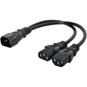 chenyang IEC 320 C14 Male 1 to 2 C13 Female Y Splitter Power Extension Cable Adapter 10A 250V for Monitor/Computer/PDU Chassis/Printer