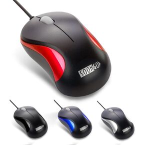 Wired Mouse,Mini Optical Computer Mouse with Ergonomic Design for Laptop, Chromebook, PC, Desktop, Mac, Notebook-Red by SOONGO