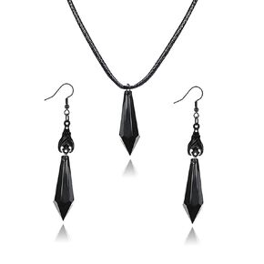 WCRAZYE Gothic Dark Bat Necklace Earrings Set for Women Girls Retro Punk Red Black Arrows Crystal Gems Bat Earrings Witch Bat Earrings Halloween Vampire Costumes Jewelry Gifts (Red)