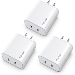3Pack 40W USB C Charger Block, iGENJUN Dual USB-C Port Power Adapter - Phone Charger with Fast Charging Capability, Type C Wall Charger for Phone 15/15 Pro Max/14/13, Galaxy, Pad, Tablet - White