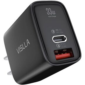 USB C Charger Block,Type C Charger Fast Charging Block 33W,GaN Power Adapter,PD 30W PPS +QC 3.0 Dual Port Wall Charger,for iPhone 15/14/13/12 Series,Galaxy S23/S22/S21,Pixel,iPad Pro &More
