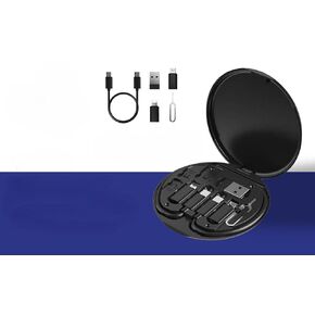 6-in-1 Inter-Changeable USB-A, USB-C Cable with Built in Device Stand and Sim Card Holder - Travel Kit Wire