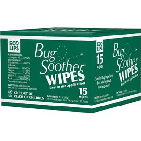 Bug Soother Wipes (15 ct) - Natural Insect, Gnat and Mosquito Repellent & Deterrent - 100% DEET-Free Safe Bug Wipes for Adults, Kids, & Pets - Made in USA