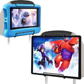 FANGOR 𝟮𝟬𝟮𝟯 𝗨𝗽𝗴𝗿𝗮𝗱𝗲𝗱 2 Pack Tablet Holder for Car, Compatible with 7-9" Kids Tablet/Kindle Fire Hd with a Protective case and 10-12.9" iPad Pro Air/Other Tablets