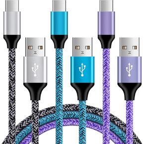 شاحن أندرويد USB C سلك سامسونج C كابل شاحن شحن سريع سلك الطاقة 6FT 3 حزمة لآيفون 16 15 سامسونج جالاكسي S24 S23 S22 S21 S20 S10 S9 A16 A25 A35 A15 A14 A54 A53 A23 A13 A32 Z Flip 6 5 4 3 in Kuwait