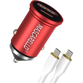 USB C Car Charger Adapter Fast Charging 38W (PD18W/QC20W) Dual Port Cigarette Lighter Compatible with iPhone Series; iPad; Samsung Series (red)