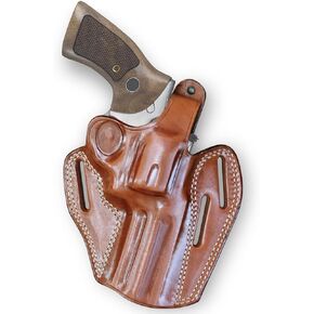 حافظة فطيرة OWB من الجلد الفاخر بثلاث فتحات مع ملاءمة للإبهام، Rugerr GP-100 357 Magnum 4.20 بوصة (يرجى اختيار رسم يدك) لون بني