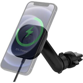 Spigen OneTap Pro (MagFit) Designed for MagSafe Wireless Charger Air Vent Car Mount with Smart Vent Wing Compatible with iPhone 16 Pro Max, 16 Pro, 16 Plus, 15, 14, 13, and 12 Series