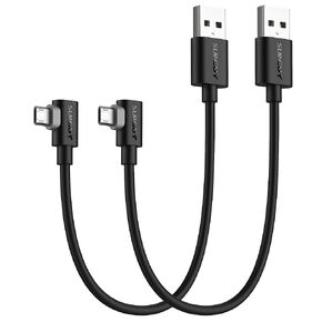 SUNGUY Right Angle Micro USB Cable 10FT [2 Pack], 18W 90 Degree Micro USB Cable Fast Charging USB 2.0 Data Sync Compatible for Samsung Galaxy S7 Edge S6 S5, Moto E6 5 4, LG-Black