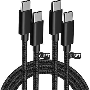 USB C to USB C Cable, Upgarded New 2Pack 10ft USB C Cable for Apple, 60W Long USB Type C to Type C Fast Charger Braided Cord Compatible for Apple iPhone 15/15 Pro Max, MacBook Air, iPad Pro, Black