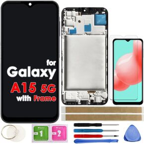 LCD Screen Replacement Touch Display Digitizer Assembly with Frame for Samsung Galaxy A15 5G A156 SM-A156U A156P A156W A156VL A156A A156B A156M 6.5"