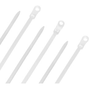 NavePoint 8 Inch Nylon White Mount Head Cable Tie,50 Lbs Tensile, 100-Pack