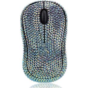 ماوس لاسلكي فاخر من العلامة التجارية Bling Dazzle مرصع بحجر الراين والكريستال لأجهزة الكمبيوتر وأجهزة الكمبيوتر المحمولة المكتبية - ذهبي ملون in Kuwait