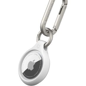 RHINOSHIELD Case for AirTag with Keychain Ring & Carabiner | Scratch Resistant, Snug Fit, All Around Protection, Keyring for Keys, Backpack, Luggage, Wallet & More - White